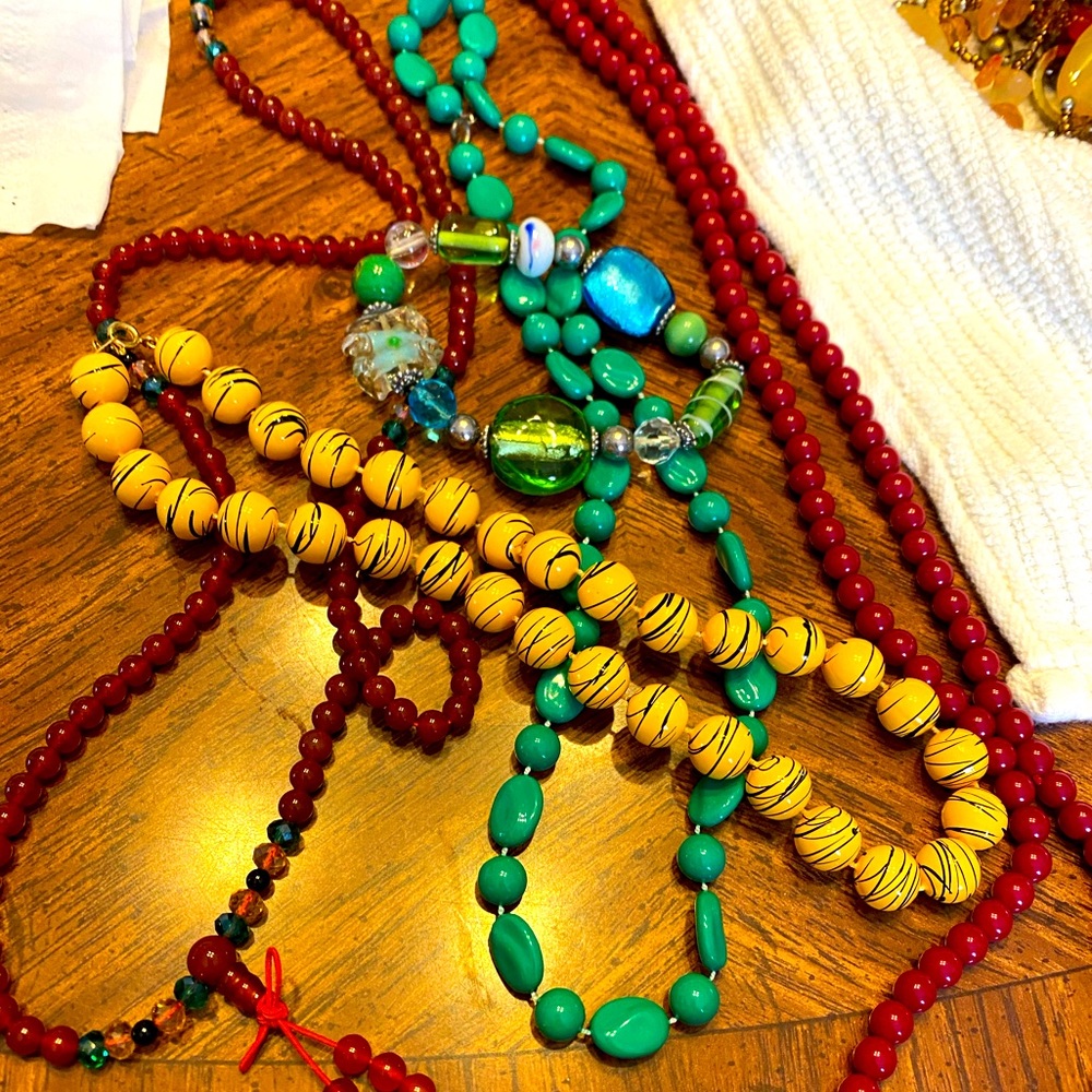 4 necklaces and 1 bracelet